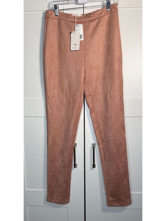 L'Atiste Pants - L' Atiste Women’s Blush Pink Faux Suede Skinny Pants NWT